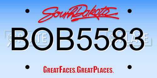 BOB5583 South Dakota License Plate