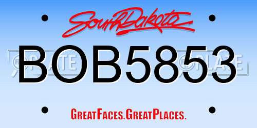BOB5853 South Dakota License Plate