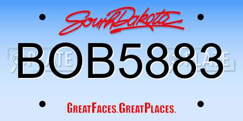 BOB5883 South Dakota License Plate
