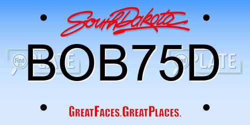 BOB75D South Dakota License Plate