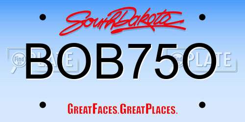 BOB75O South Dakota License Plate
