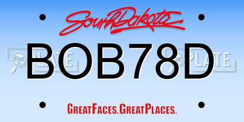 BOB78D South Dakota License Plate