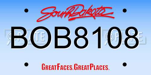 BOB8108 South Dakota License Plate