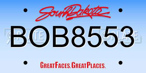 BOB8553 South Dakota License Plate