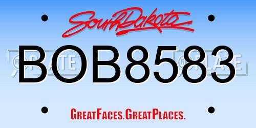 BOB8583 South Dakota License Plate