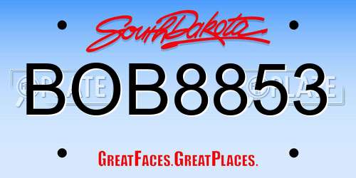 BOB8853 South Dakota License Plate