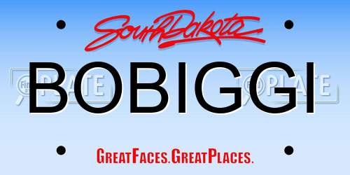 BOBIGGI South Dakota License Plate