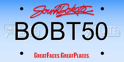 BOBT50 South Dakota License Plate