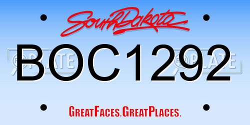 BOC1292 South Dakota License Plate