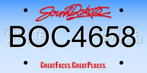 BOC4658 South Dakota License Plate