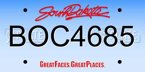 BOC4685 South Dakota License Plate