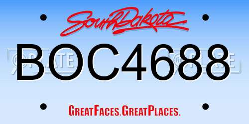 BOC4688 South Dakota License Plate