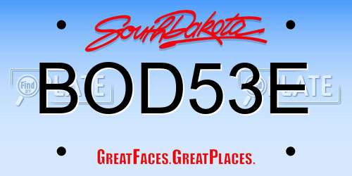 BOD53E South Dakota License Plate