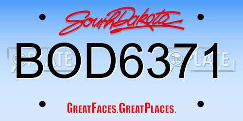 BOD6371 South Dakota License Plate