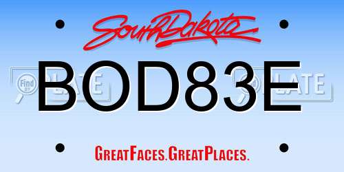 BOD83E South Dakota License Plate