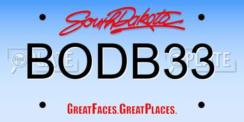 BODB33 South Dakota License Plate