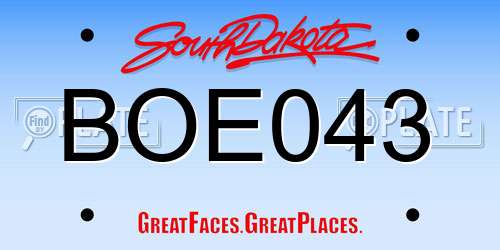 BOE043 South Dakota License Plate