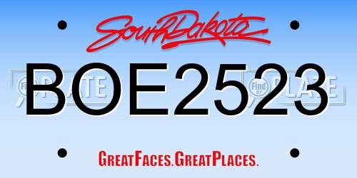 BOE2523 South Dakota License Plate