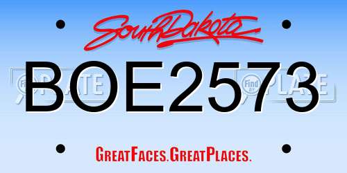 BOE2573 South Dakota License Plate