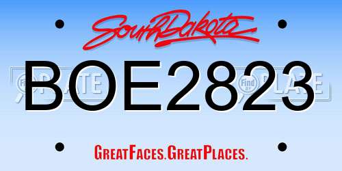 BOE2823 South Dakota License Plate