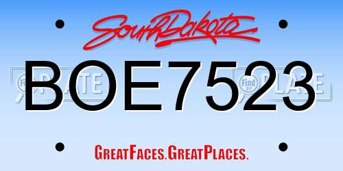BOE7523 South Dakota License Plate
