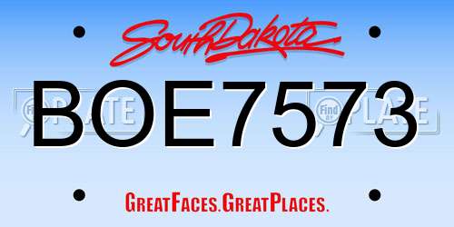 BOE7573 South Dakota License Plate