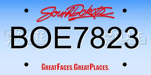 BOE7823 South Dakota License Plate