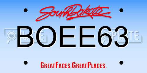 BOEE63 South Dakota License Plate