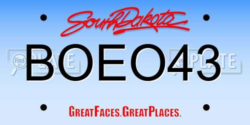 BOEO43 South Dakota License Plate