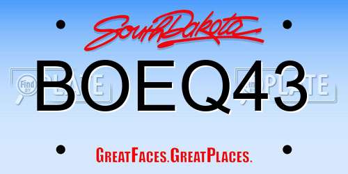 BOEQ43 South Dakota License Plate