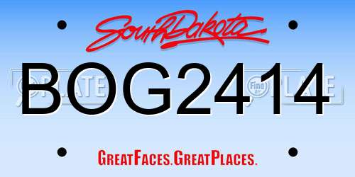 BOG2414 South Dakota License Plate
