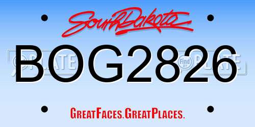 BOG2826 South Dakota License Plate