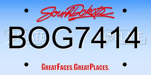 BOG7414 South Dakota License Plate