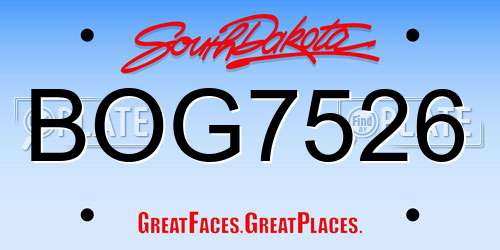 BOG7526 South Dakota License Plate