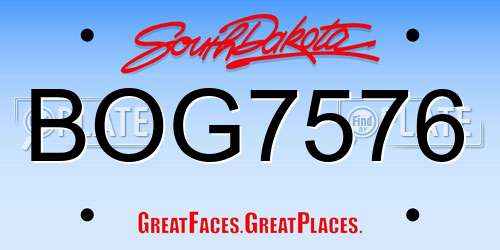 BOG7576 South Dakota License Plate