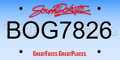 BOG7826 South Dakota License Plate