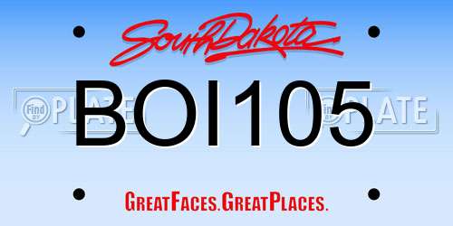 BOI105 South Dakota License Plate