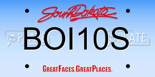 BOI10S South Dakota License Plate