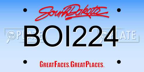BOI224 South Dakota License Plate