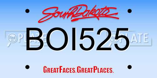 BOI525 South Dakota License Plate