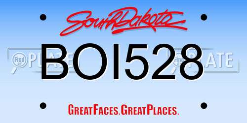 BOI528 South Dakota License Plate