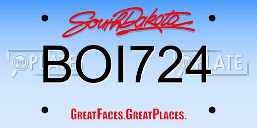 BOI724 South Dakota License Plate