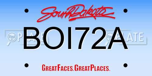 BOI72A South Dakota License Plate