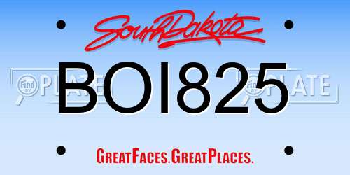 BOI825 South Dakota License Plate