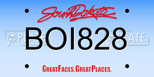 BOI828 South Dakota License Plate