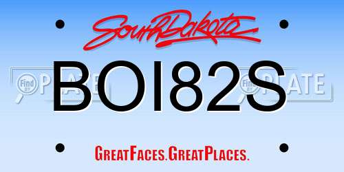 BOI82S South Dakota License Plate