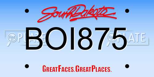 BOI875 South Dakota License Plate