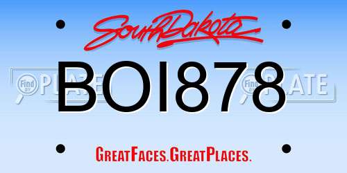 BOI878 South Dakota License Plate