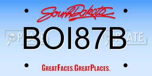 BOI87B South Dakota License Plate