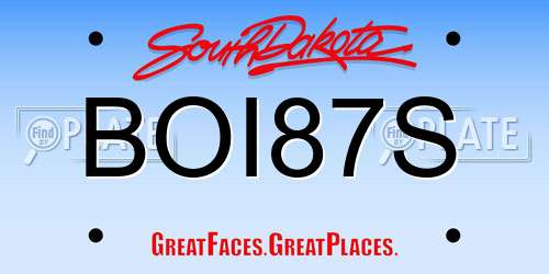 BOI87S South Dakota License Plate